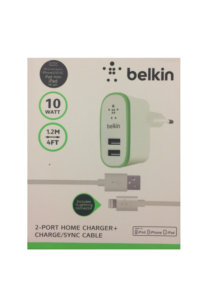 Belkin сетевое зарядное устройство с двумя портами и кабелем для IPhone