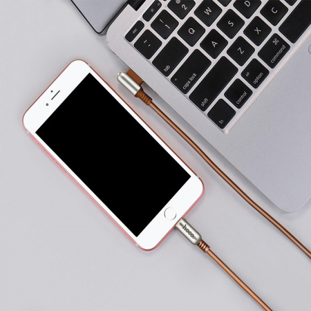 Кабель Hoco U17, lightning, 1.2 м, коричневый