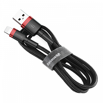 Кабель Baseus cafule, lightning, 1 м, черно-красный