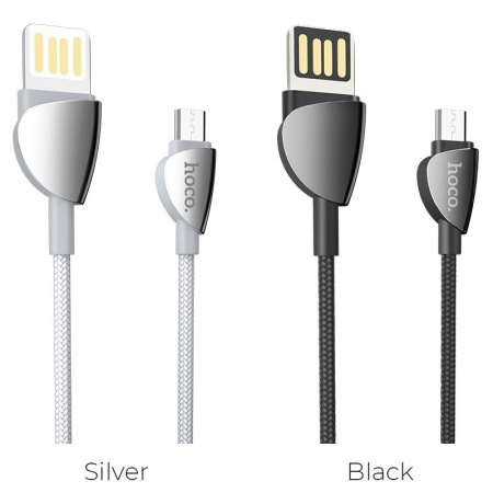 Кабель Hoco U62 USB - micro USB, 1.2 м черный