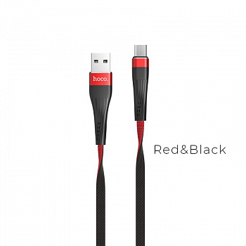 Кабель hoco U39 Slender USB - micro USB, 1.2 м черно-красный