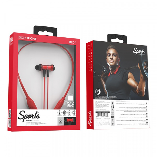 Беспроводные наушники BOROFONE BE29 Joyous, Bluetooth, 130 мАч, красный, Hands-free