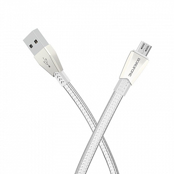Кабель Borofone BU2 ZincJet USB - micro USB, 1.2 м серебристый